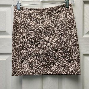 Free People Denim Leopard Print Mini Skirt - Size